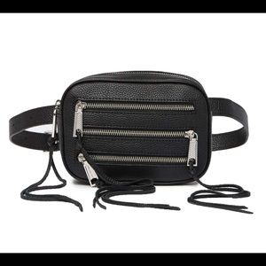 Rebecca Minkoff 3 Zip Leather Belt Fanny pack Bag Black excellent condition